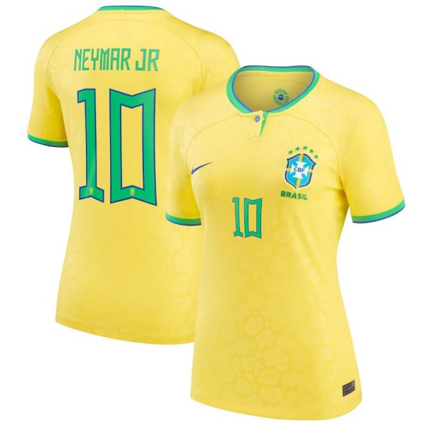 Women's Yellow Brazil #10 Neymar Jr. 2022/23 Home Soccer Jersey